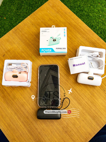 Portable Mini Power Bank with Lightning & Type-C Charging Options