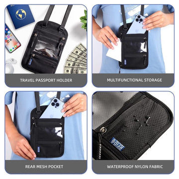 RFID-Blocking Neck Wallet | Secure Travel Document Bag