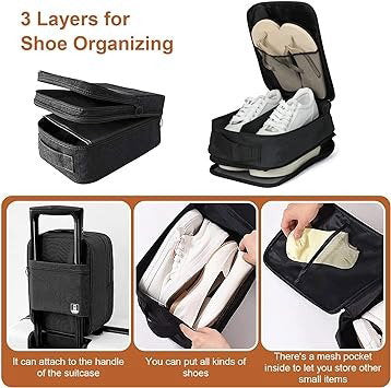Sneaker Travel Bag: 3-Layer Shoe Organizer with Portable Handle