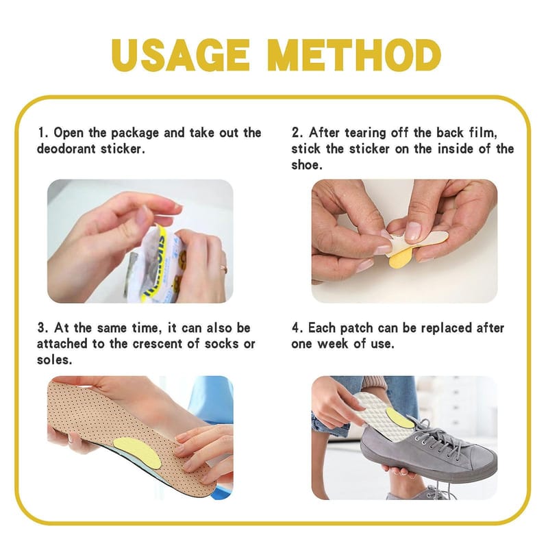 Lemon-Scented Shoe Deodorizer Patches - Pack of 10 for Fresh, Odor-Free Feet