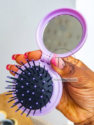 2-in-1 Mirror & Brush Compact: Portable Beauty Essentials
