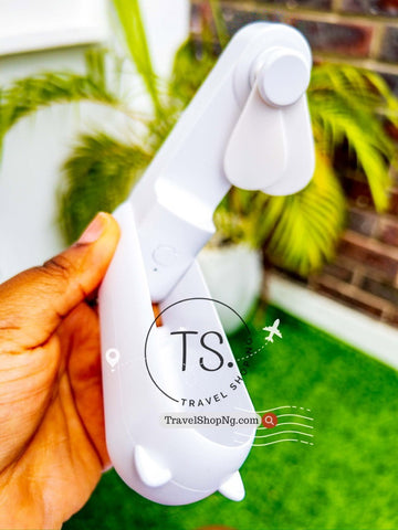 Rechargeable Folding Travel Fan with Built-In 1500mAh Power Bank