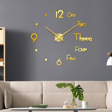 3D Mirror Number Digital Wall Clock Stickers - Modern Home Decor