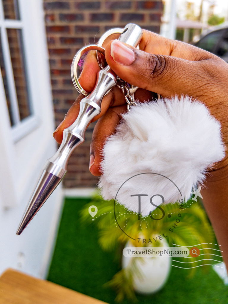 Kubaton Keychain with Pompom Puff | Self Defence