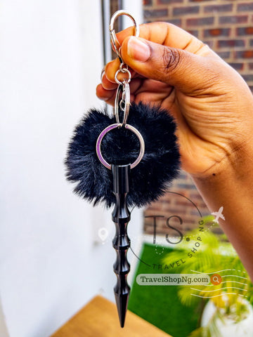 Kubaton Keychain with Pompom Puff | Self Defence