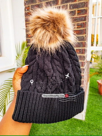 Woollen Knitted Beanie Hat with Fur Ball | Stylish