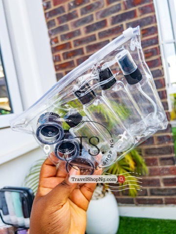 7pc TSA Approved Travel Containers Set | 4 Bottles & 3 Tubs