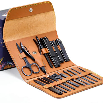 16-Piece Manicure Set | Leather Case & Stainless Steel