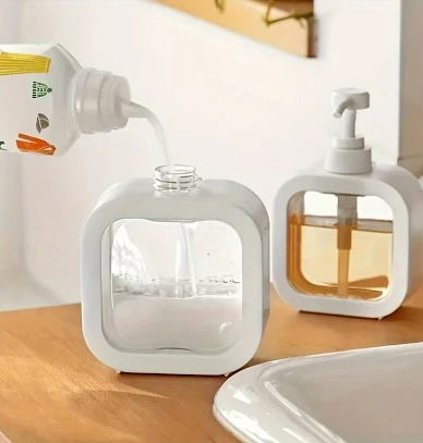 Minimalist Square Transparent Lotion & Soap Pump Bottle