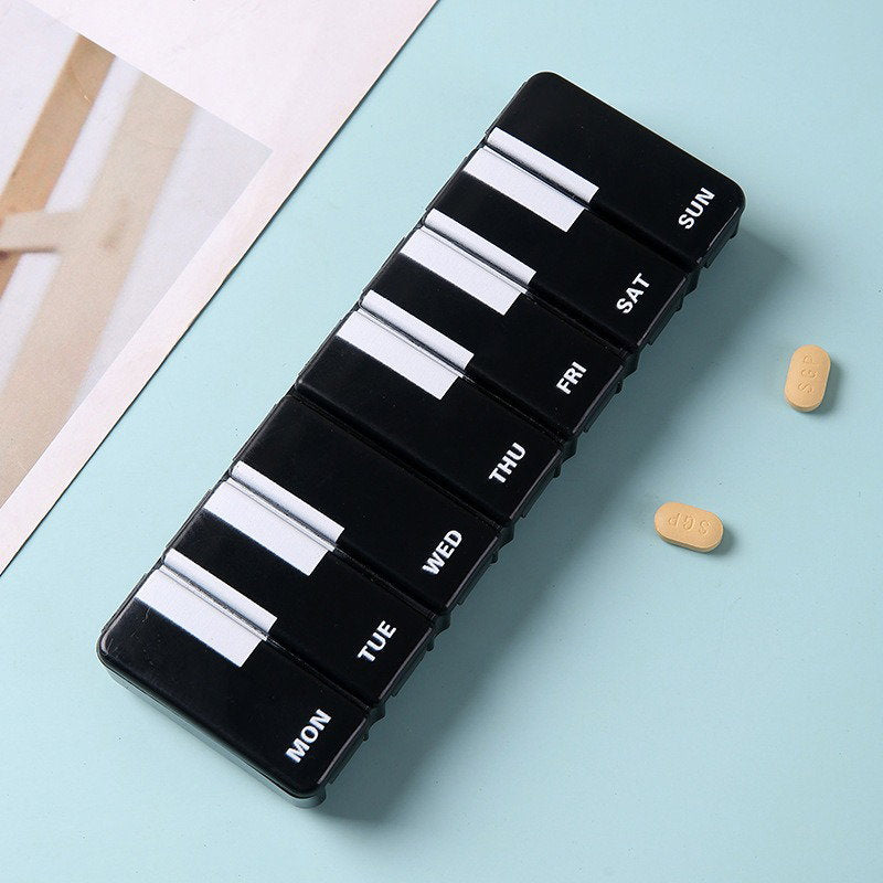 Piano Pill Organizer | 7 Compartments, Mini Piano Design