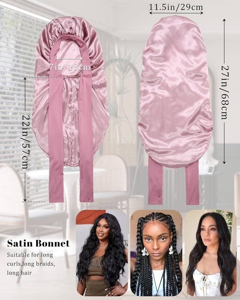 Long Satin Bonnet for Sleeping | Double Layer Hair Bonnet