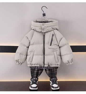 Duck Down Warm Thickened Winter Jackets for Kids with Hood and Adjustable Features