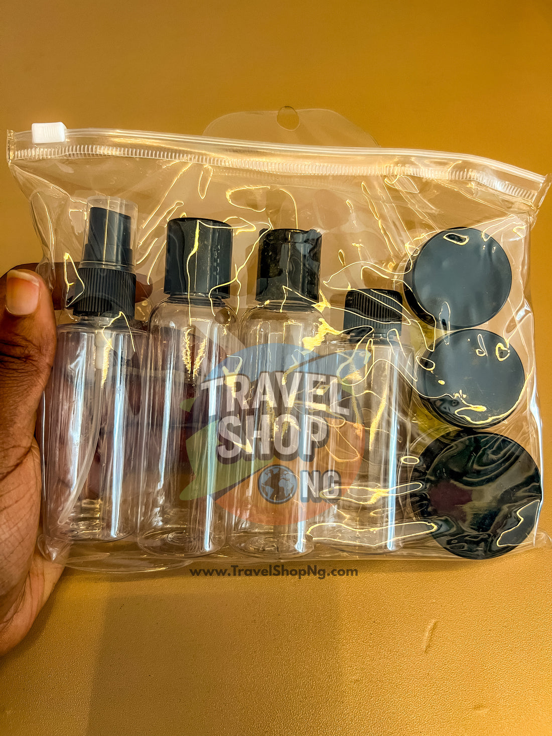 7pc TSA Approved Travel Containers Set | 4 Bottles & 3 Tubs