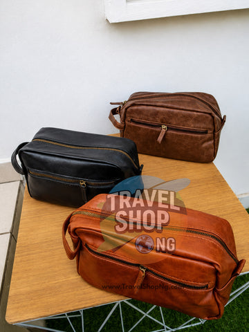 Men's PU Leather Toiletry Bag | Stylish & Durable Washbag