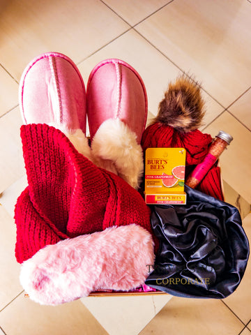 Cozy Deluxe Gift Box for Her | Slippers, Scarf and Beanie