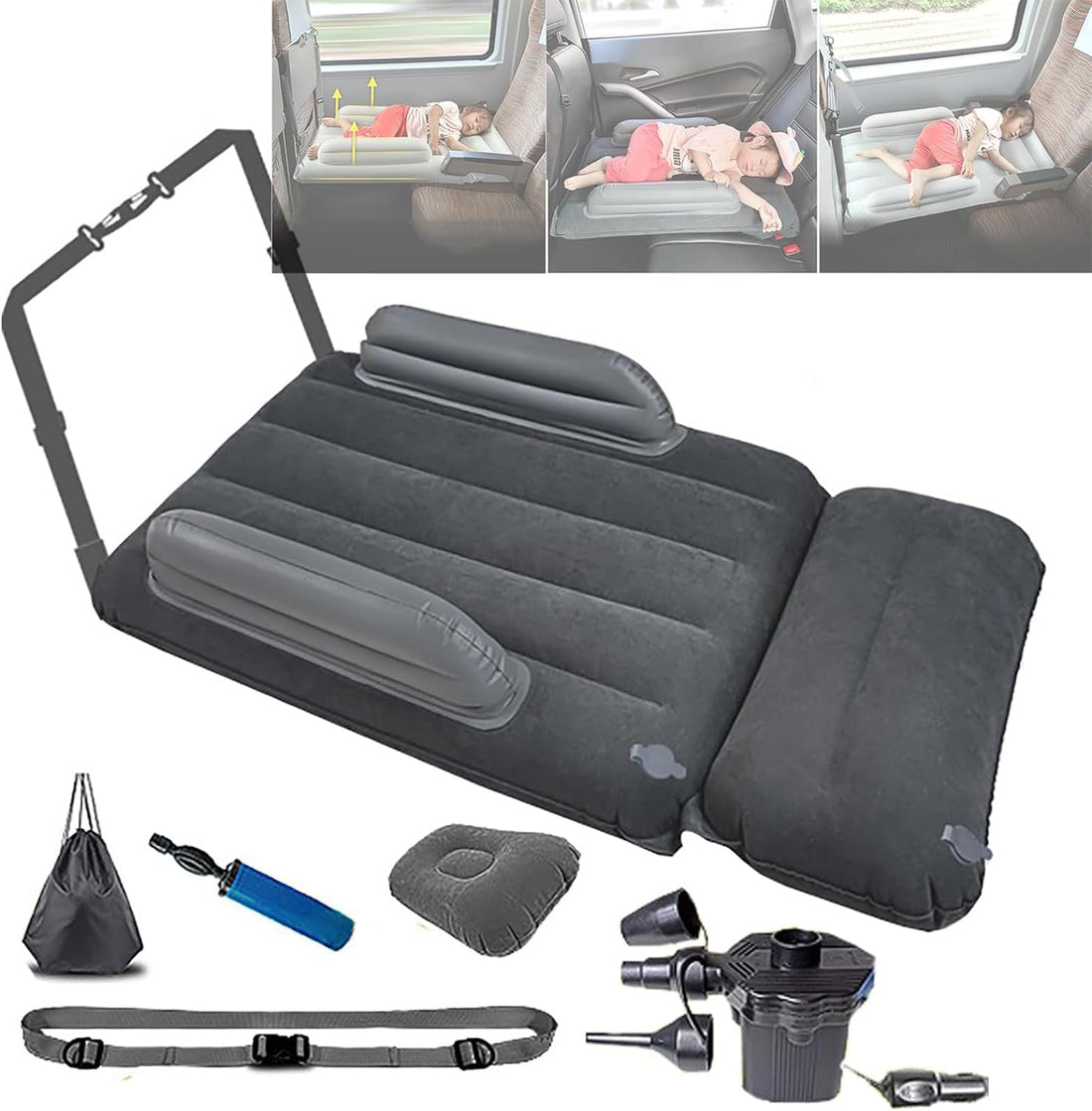 Inflatable Airplane Bed Seat Extender W/ Electric Pump