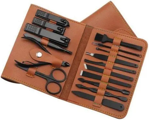 16-Piece Manicure Set | Leather Case & Stainless Steel
