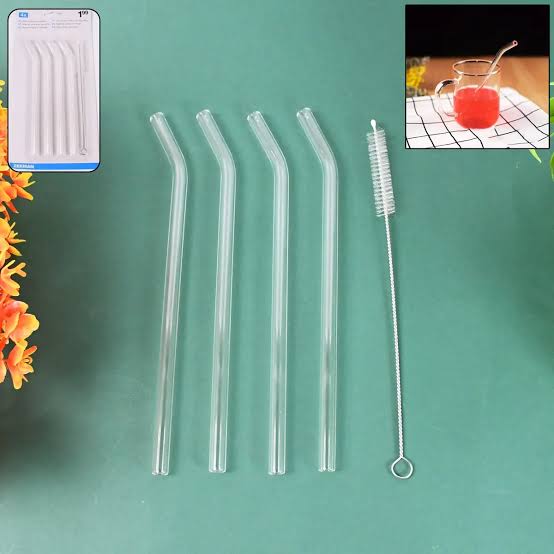 Reusable Glass Straw Set | Eco-Friendly, Heat-Resistant for Travel & Daily Use