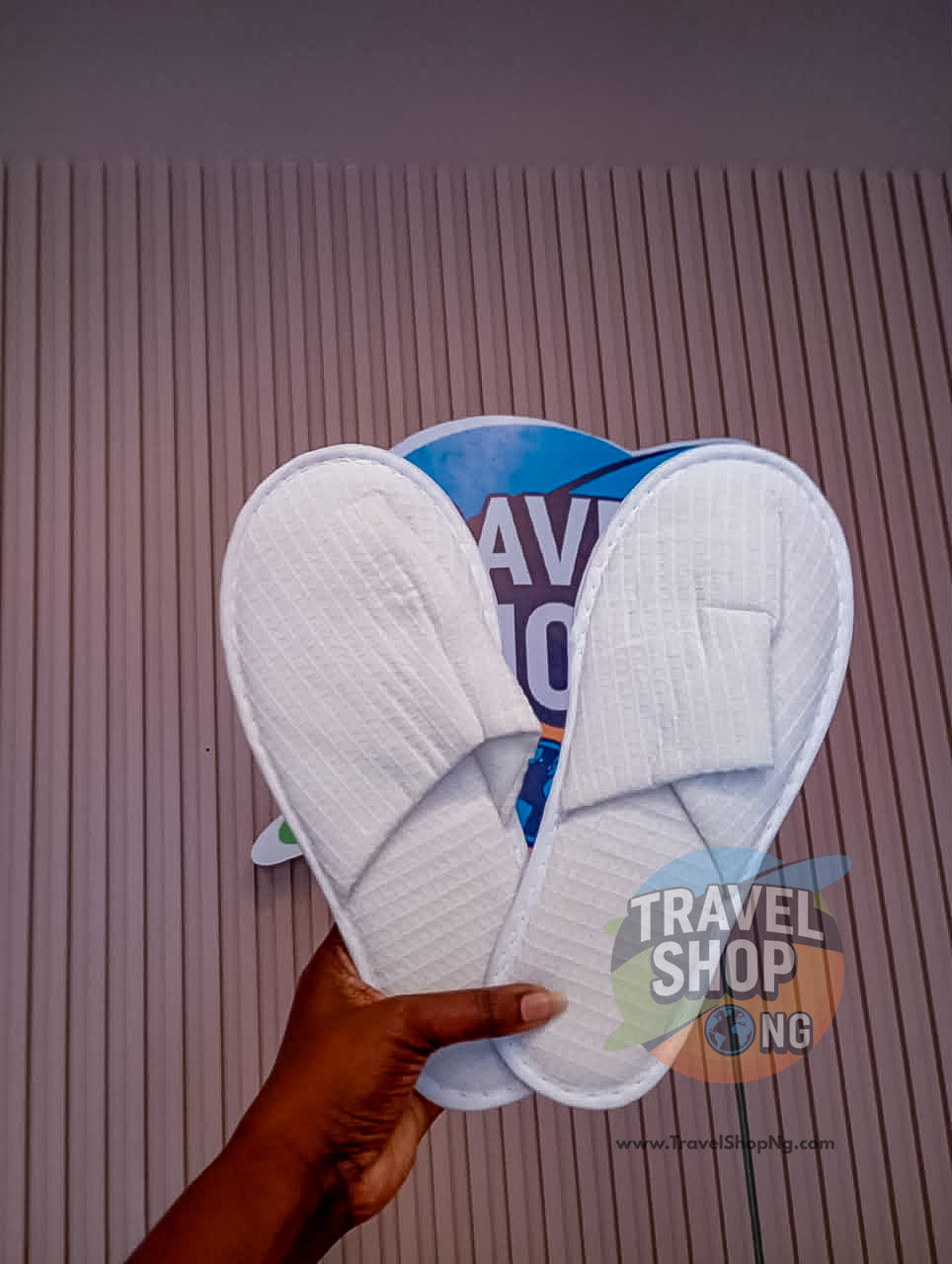 White hotel slippers