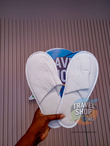 White hotel slippers